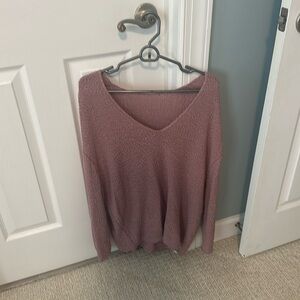 Off the shoulder pink sweater